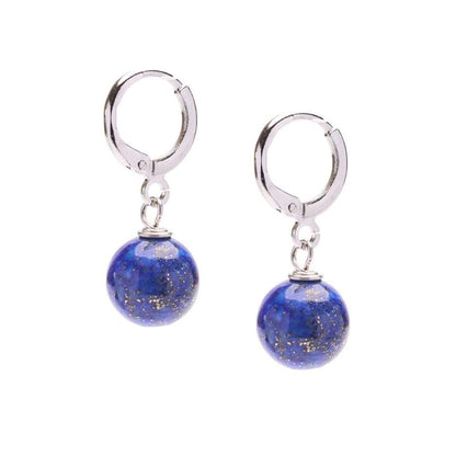 Lapis Lazuli 10mm Gemstone Bead Leverback Earrings