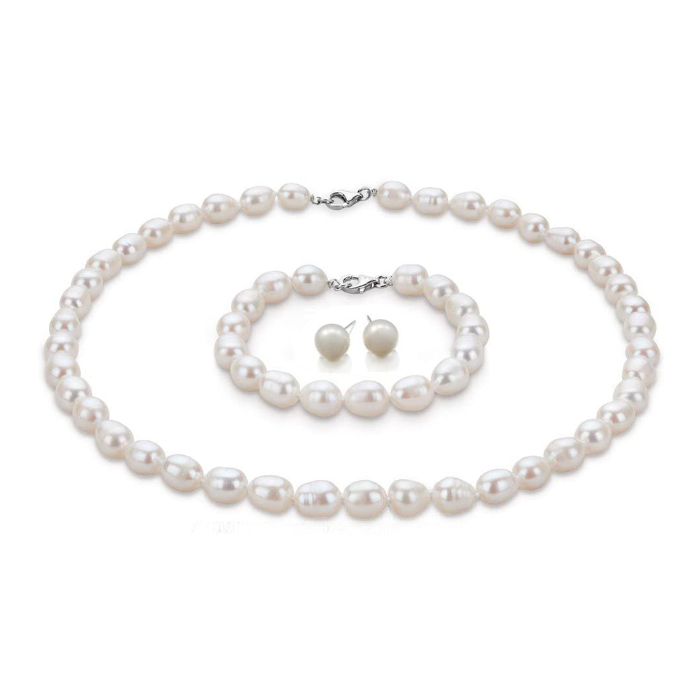 White 8-9mm Freshwater Pearl Jewelry Set