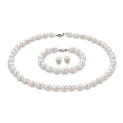 White 8-9mm Freshwater Pearl Jewelry Set