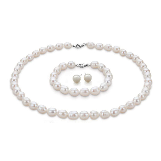 White 8-9mm Freshwater Pearl Jewelry Set