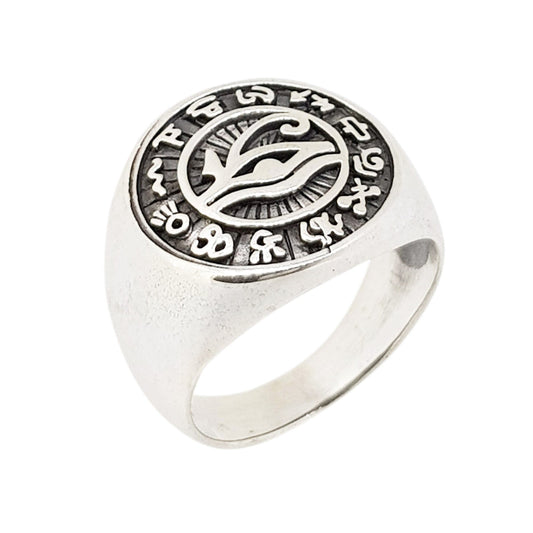 Men's Ancient Egypt Ring | 925 Sterling Silver Eyes and Cross Design