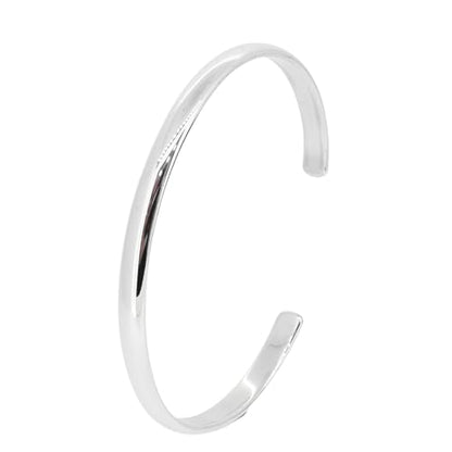 Women's Adjustable Silver Bangle | Classic 6mm Plain Sterling Silver Bracelet