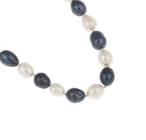 White and Black Rice Shape Pearl Necklace