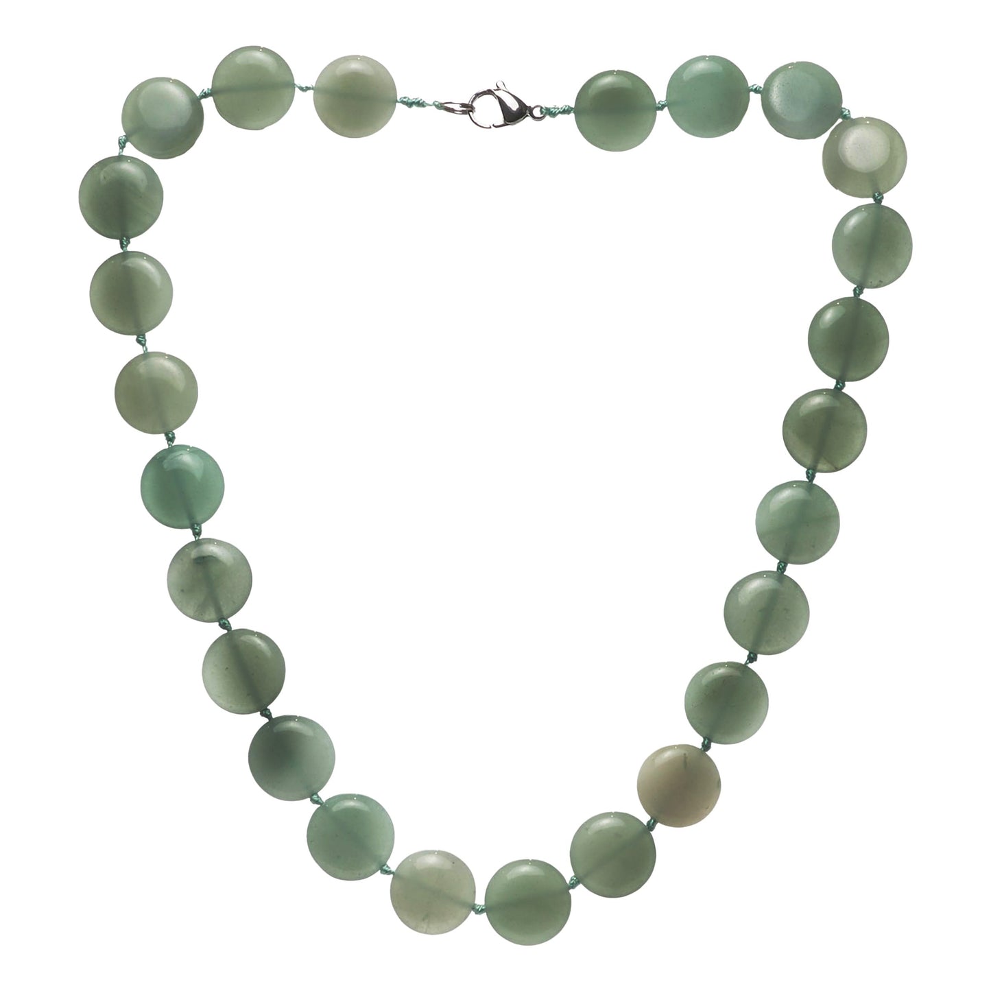 Natural Green Aventurine 16mm Round Disc Gemstone Necklace