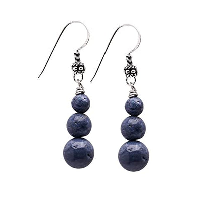 Blue Coral 6, 8, 10mm Beaded Gemstone Earrings with 925 Sterling Silver Hooks