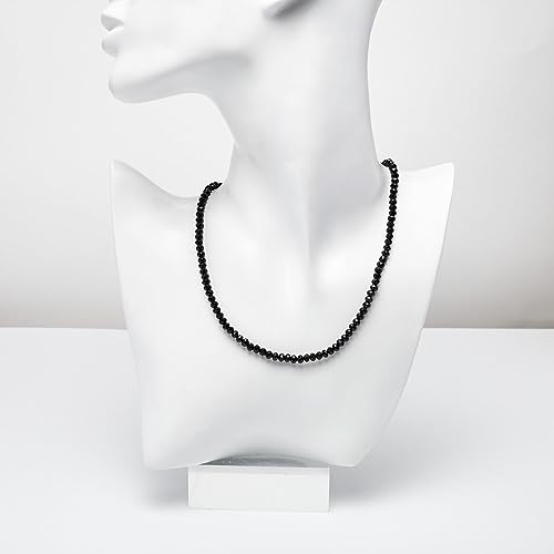 Black Gemstone Choker Necklace with Extender