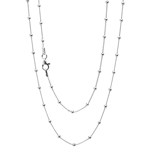 925 Sterling Silver Ball Beaded Curb Chain