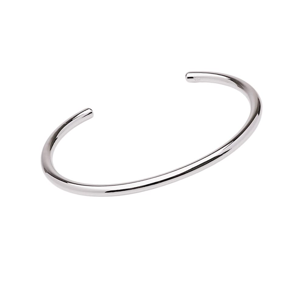 Torque Bangle Bracelet | Plain 3.1mm 925 Sterling Silver Wristband for Men