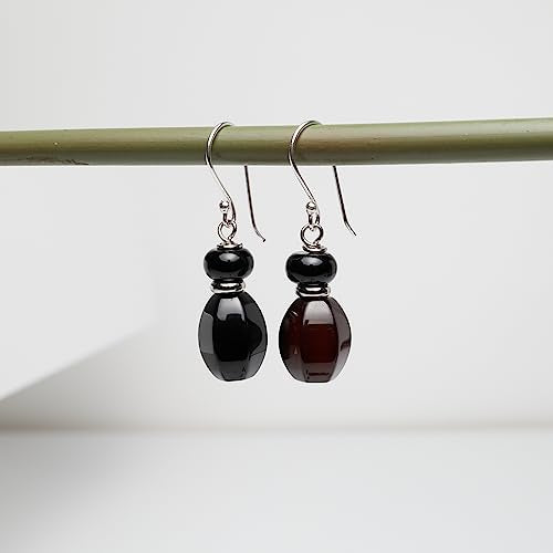 Dangle Drop Earrings - Black Agate 