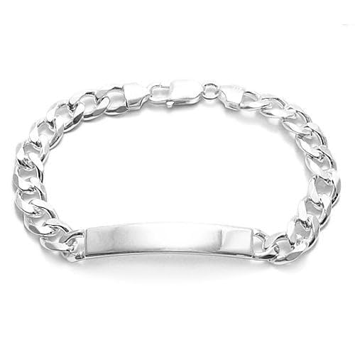 925 Sterling Silver ID Curb Chain Bracelet