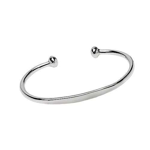 Plain Polished Bangle Bracelet | 925 Sterling Silver Torque Style for Men and Women