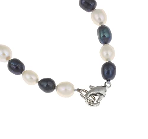 Black & White Rice Shape Pearl Necklace