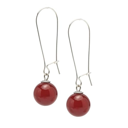 Red agate 12mm Gemstone Bead Drop Earrings