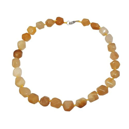 Yellow Jade Gemstone Necklace Statement Jewelry 