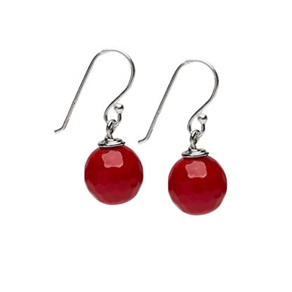 Red 12mm Gemstone Dangle Drop Earrings