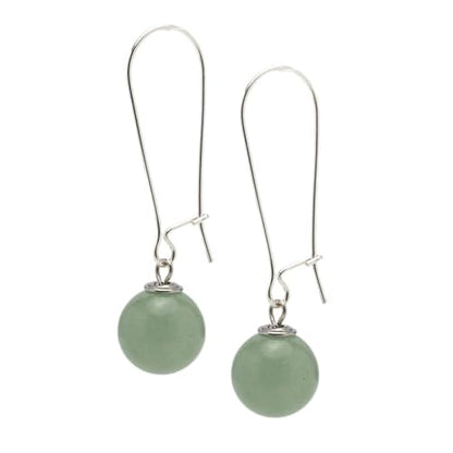 Green Aventurine 12mm Gemstone Bead Drop Earrings