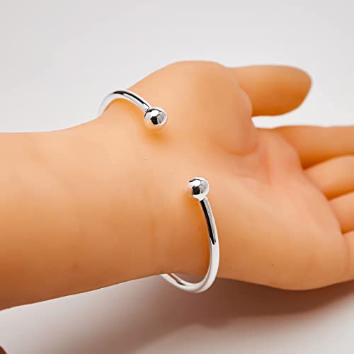 Women's Plain Sterling Silver Torque Bangle Bracelet 