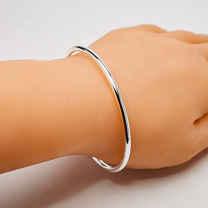 Women's Plain 925 Sterling Silver Torque Bangle Bracelet High Polish