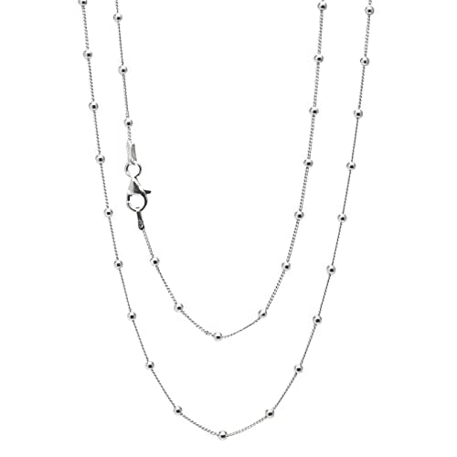 Women's Silver Necklace | Layered Stacking Curb Chain Design in 925 Sterling Silver - Length: 20in