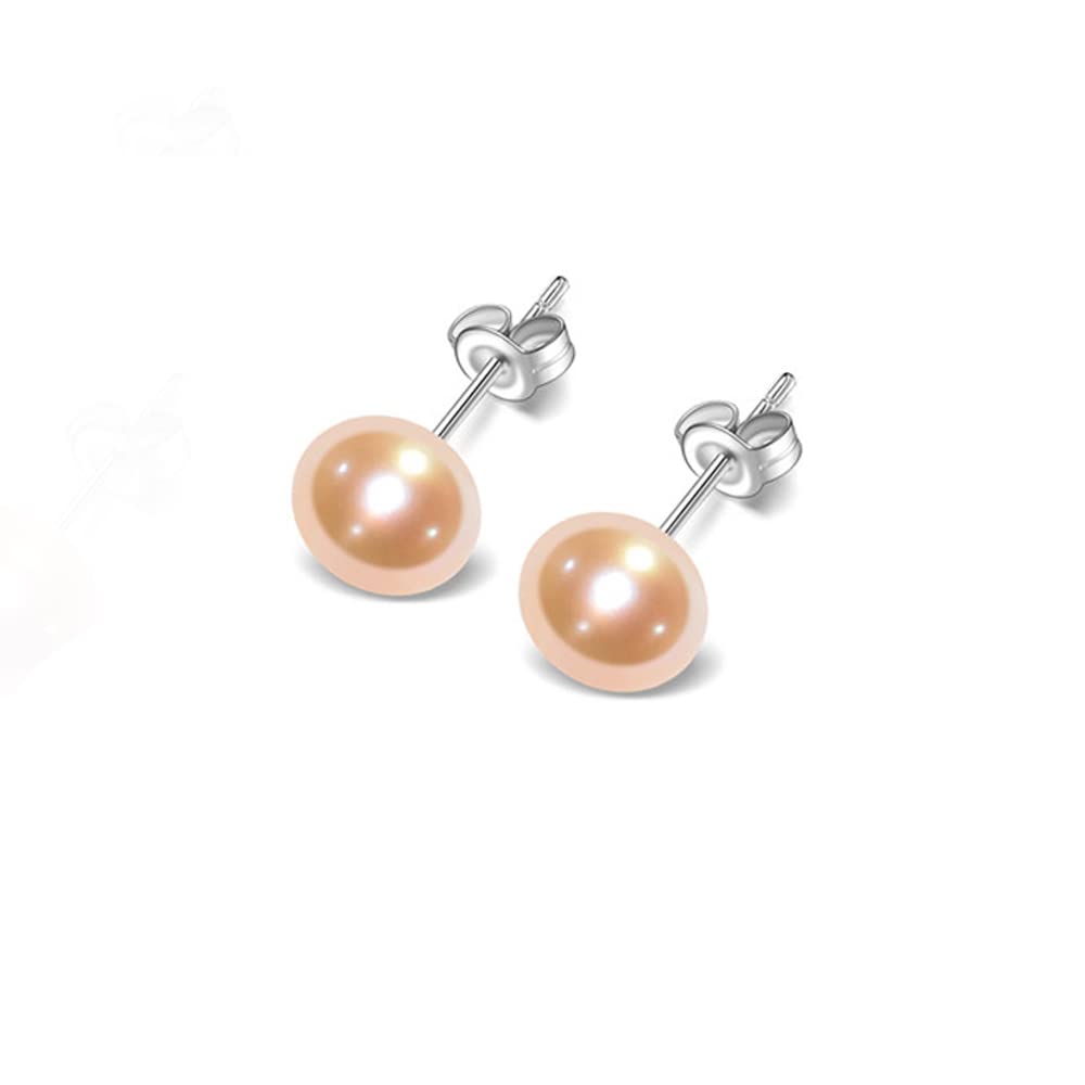 Pink Pearl Stud Earrings