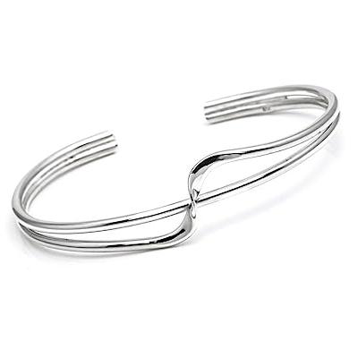 womens plain silver bangle chic classic