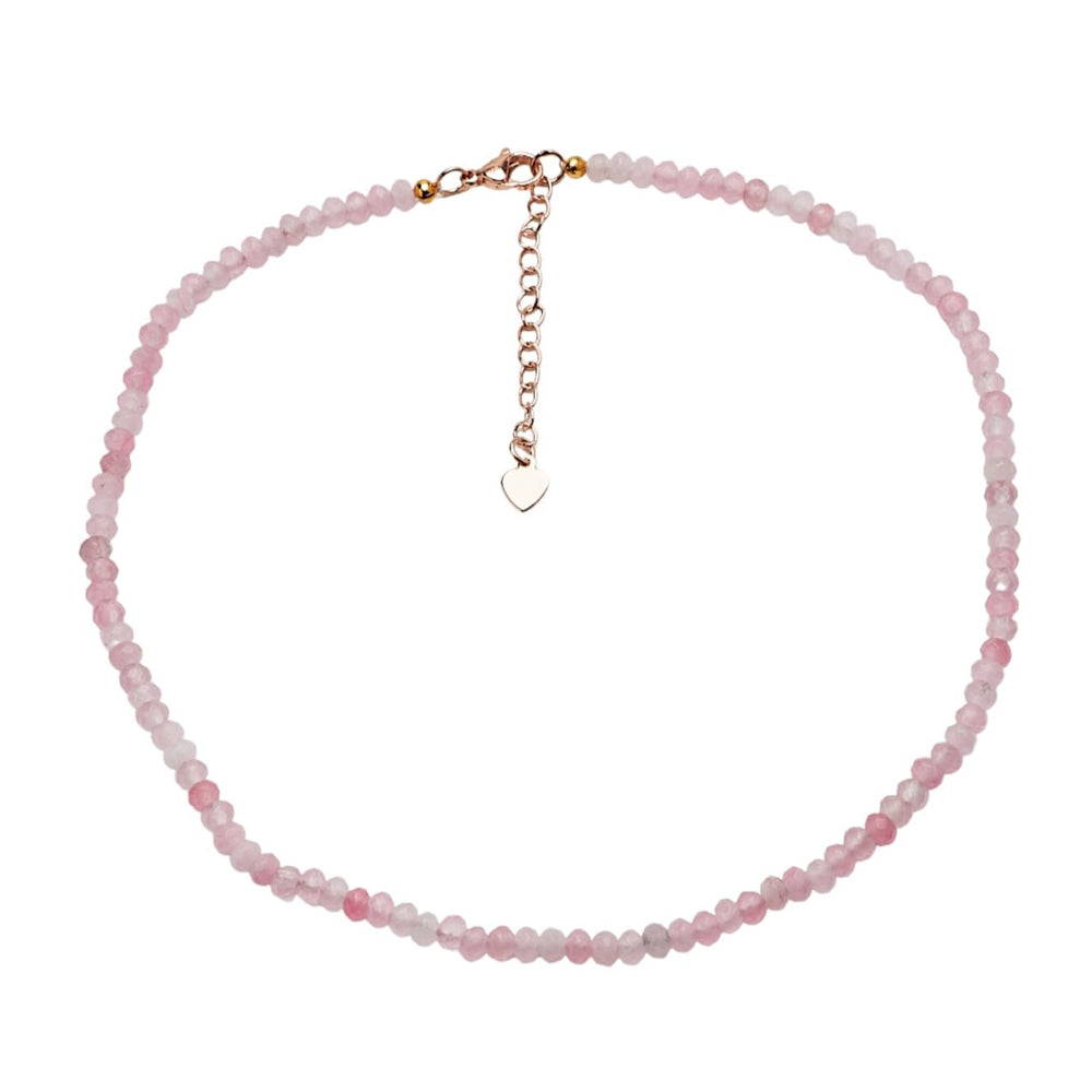 Rose Quartz Gemstone Choker with Extender 