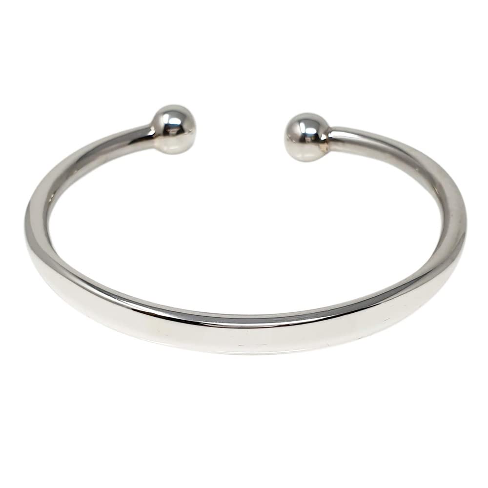 Men's Torque Bangle | Solid Heavy 925 Sterling Silver Plain Bracelet - Jewelry Gift for Him