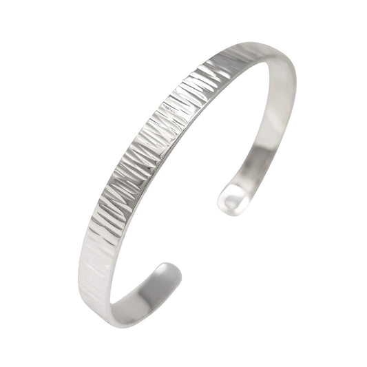 925 sterling Silver Textured Bangle Bracelet