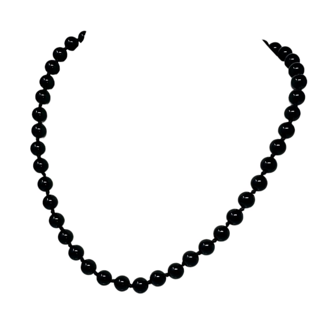 Black Agate 8mm Round Beaded Gemstone Necklace 