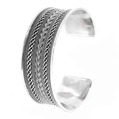 women braided silver cuff celtic bangle