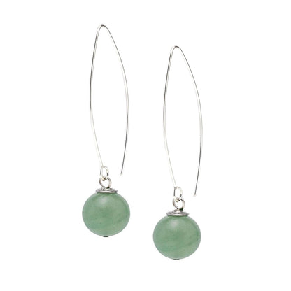 Green Aventurine 12mm Long Dangle Drop Earrings