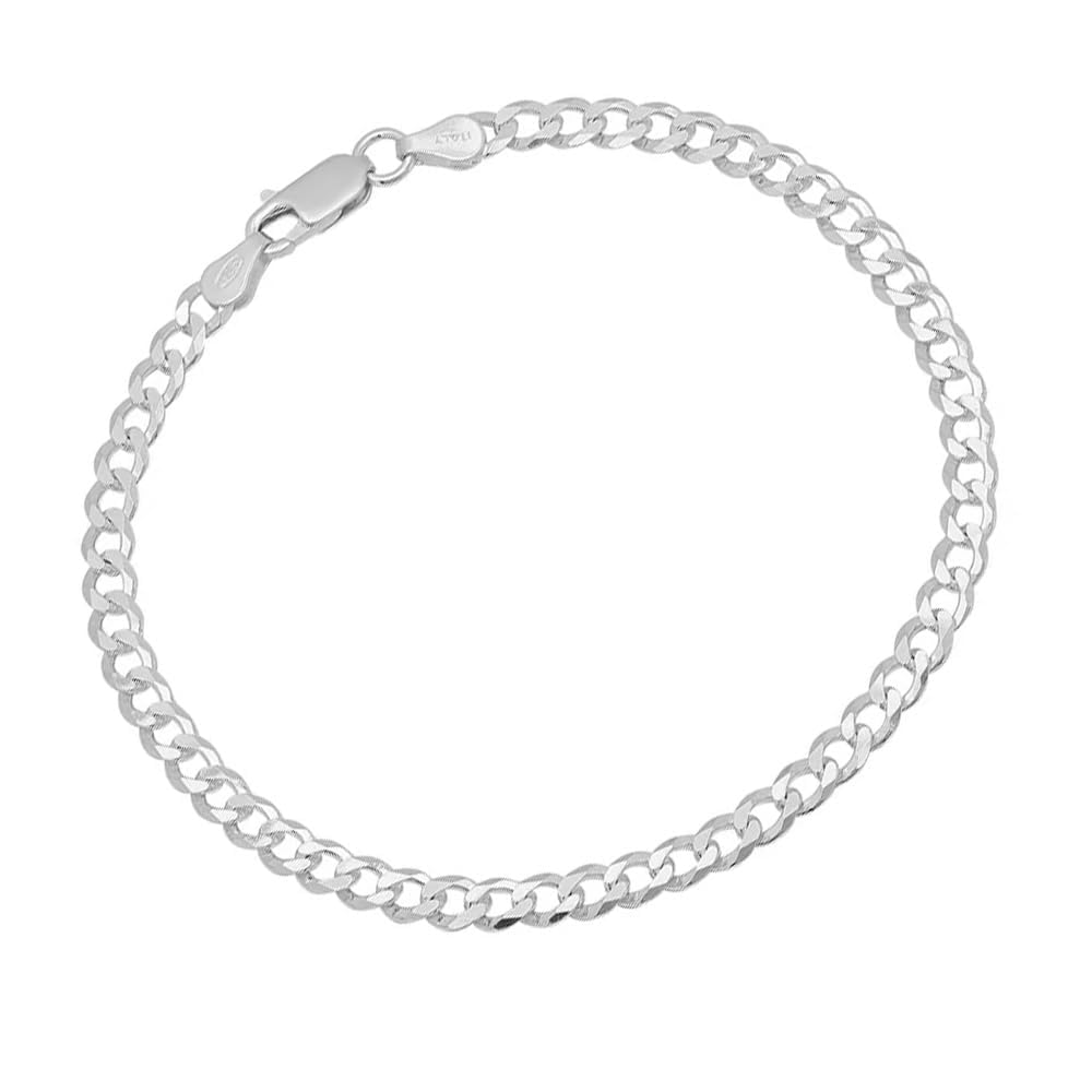 Men's Curb Chain Bracelet | 5mm 925 Sterling Silver Chain, Available in Lengths 17.5cm to 22cm