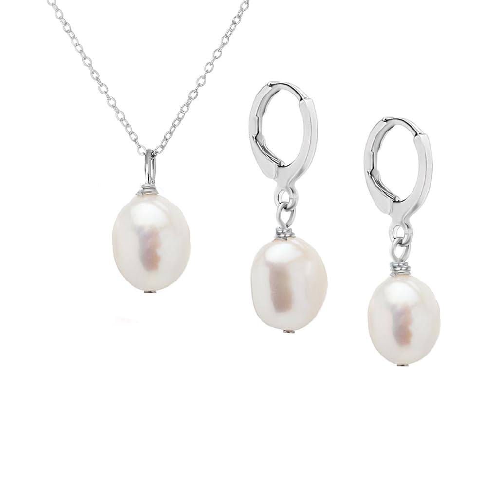 White Baroque Pearl Jewelry Set for Women