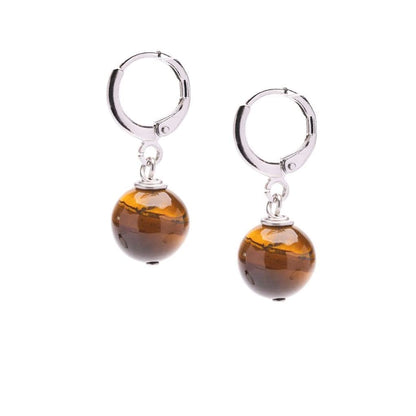 Tiger's Eye 10mm Gemstone Bead Leverback Earrings