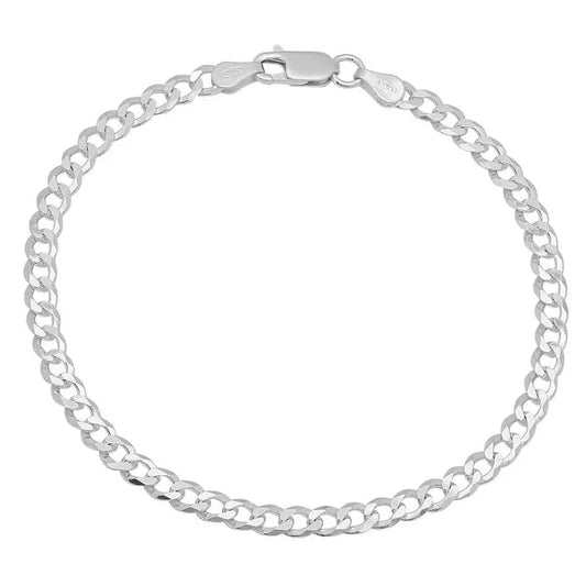 Men's Curb Chain Bracelet | 5mm 925 Sterling Silver Chain, Available in Lengths 17.5cm to 22cm