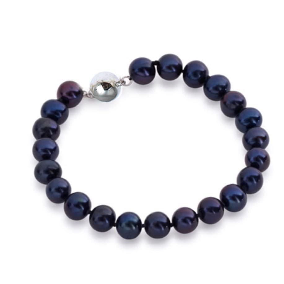 Black Freshwater Pearl Bracelet with Magnetic Ball Clasp