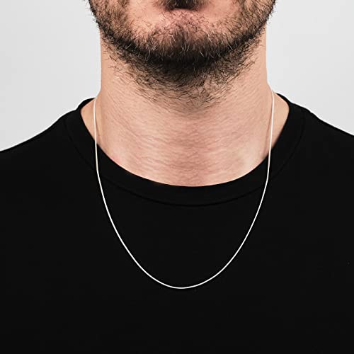 925 sterling Silver 1.3mm snake chain necklace on Male Model