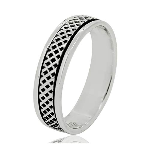 Men's 7mm Spinner Ring | Solid 925 Sterling Silver Plain Fidget Ring for Men (6-13)