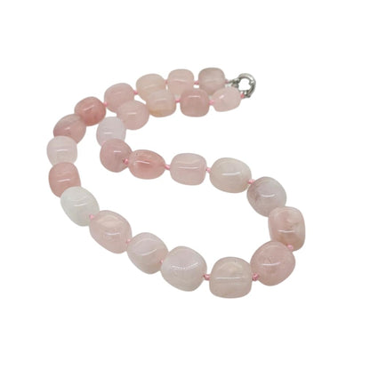 Rose Quartz Chunky Gemstone Necklace Statement Jewelry 