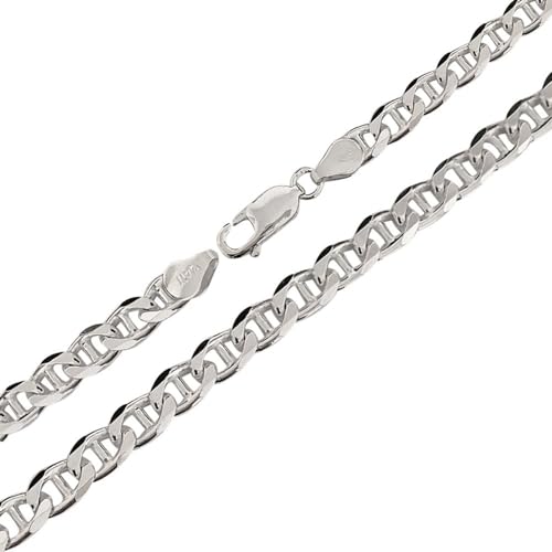 Men's Marina Chain Necklace | 6.5mm Heavy Silver Chain, Made in Italy, Length: 50cm