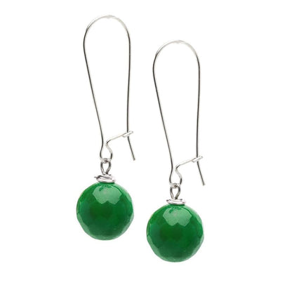 Green Agate 12mm Gemstone Bead Drop Earrings