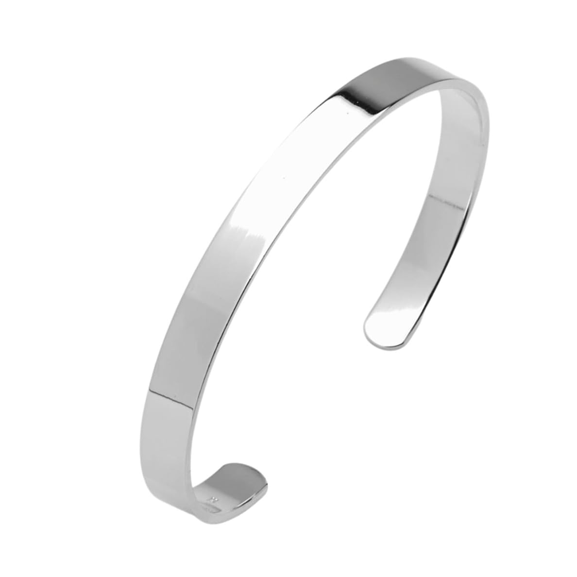 Men's Adjustable Silver Bangle | 8mm Plain 925 Sterling Silver Bracelet