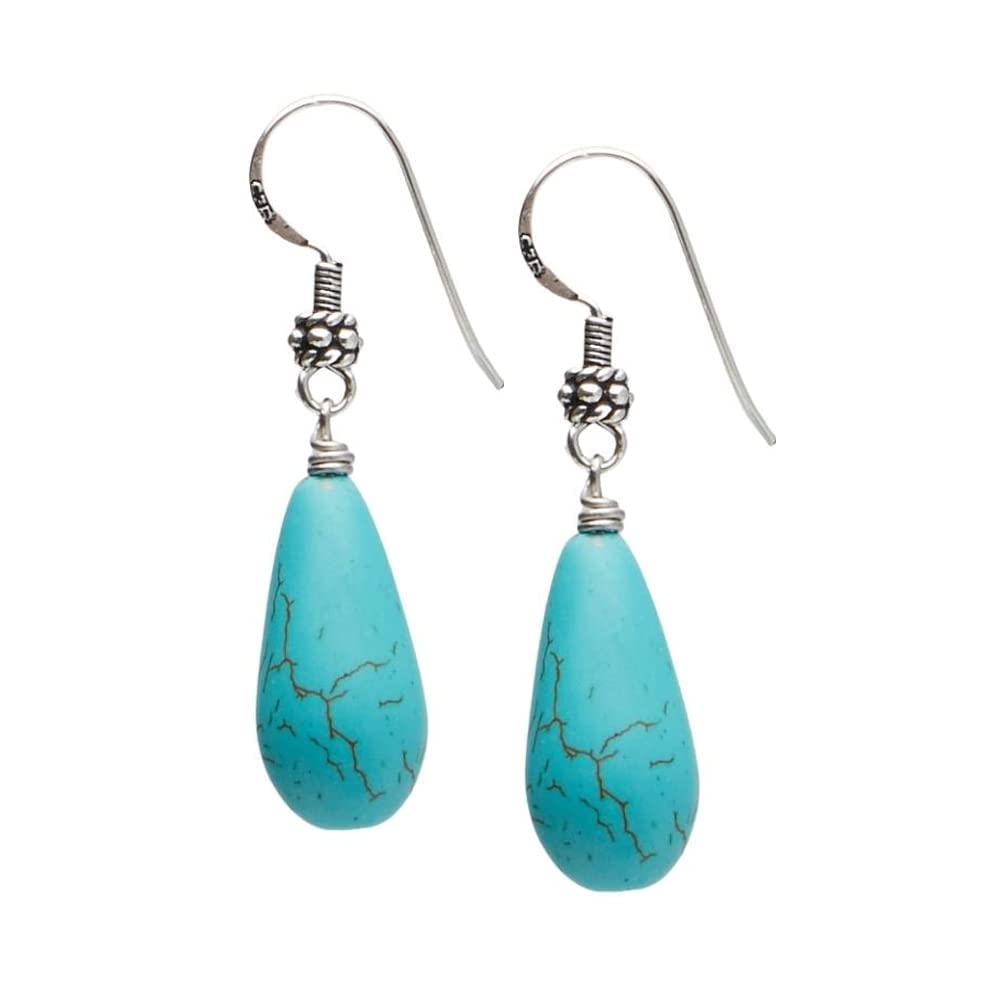 Blue Turquoise Gemstone Teardrop Earrings for Women