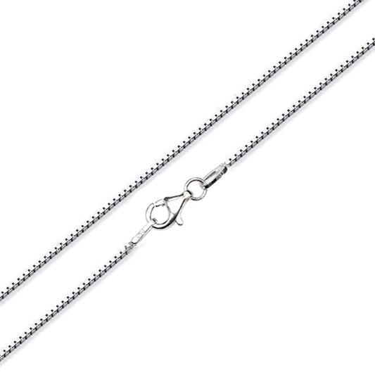 Unisex Silver Necklace | 1.6mm 925 Sterling Silver Box Chain - Length: 18"