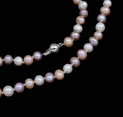 Women's Pearl Jewelry Set | 7-8mm Multicolor Freshwater Necklace and Stud Earrings