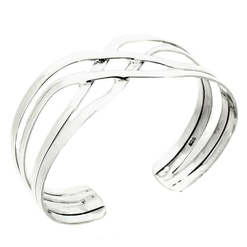 Women's Plain Cuff Bangle | Chunky 925 Sterling Silver Statement Bracelet