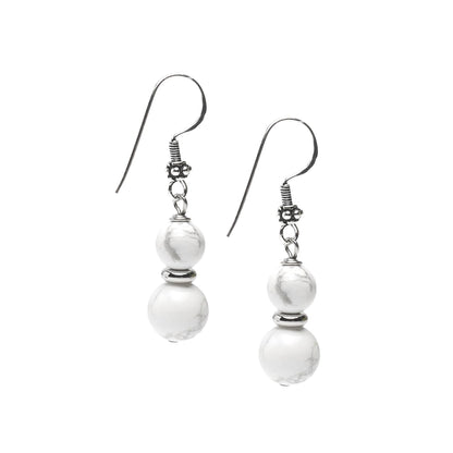 Women's Gemstone Earrings | Double Beaded Sterling Silver Dangle Drop Design