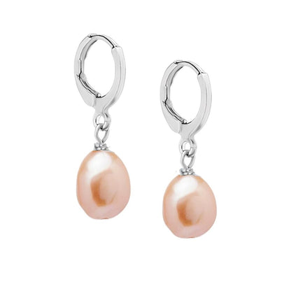 Pink Baroque Pearl Huggie Hoop Earrings