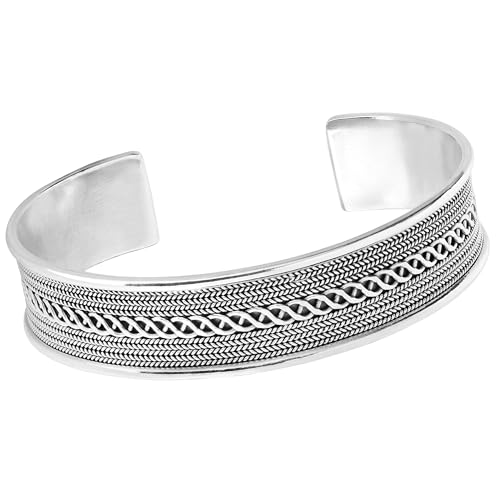 925 Sterling Silver Braided Cuff Bangle 