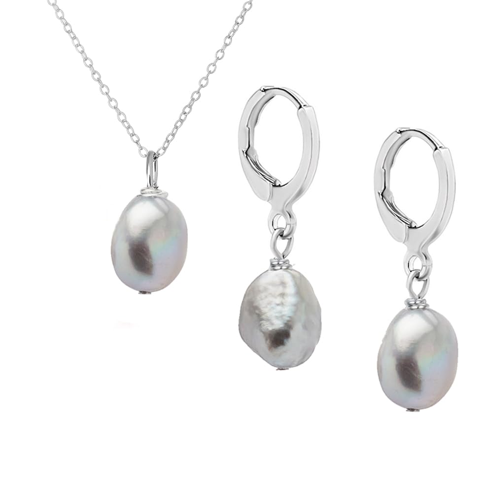 Gray Baroque Pearl Jewelry Set for Women